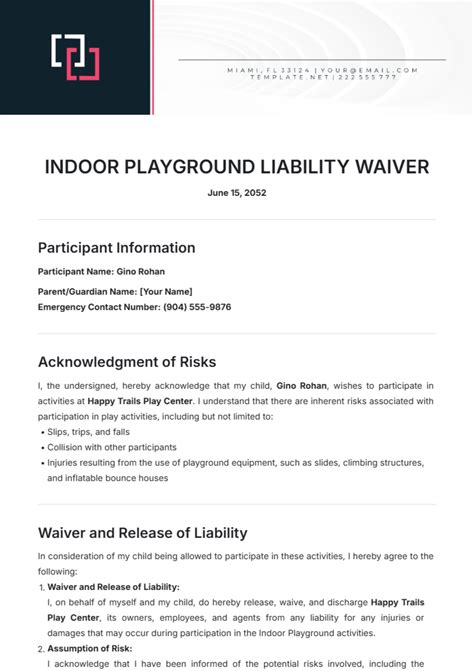 indoor extreme sports waiver form.